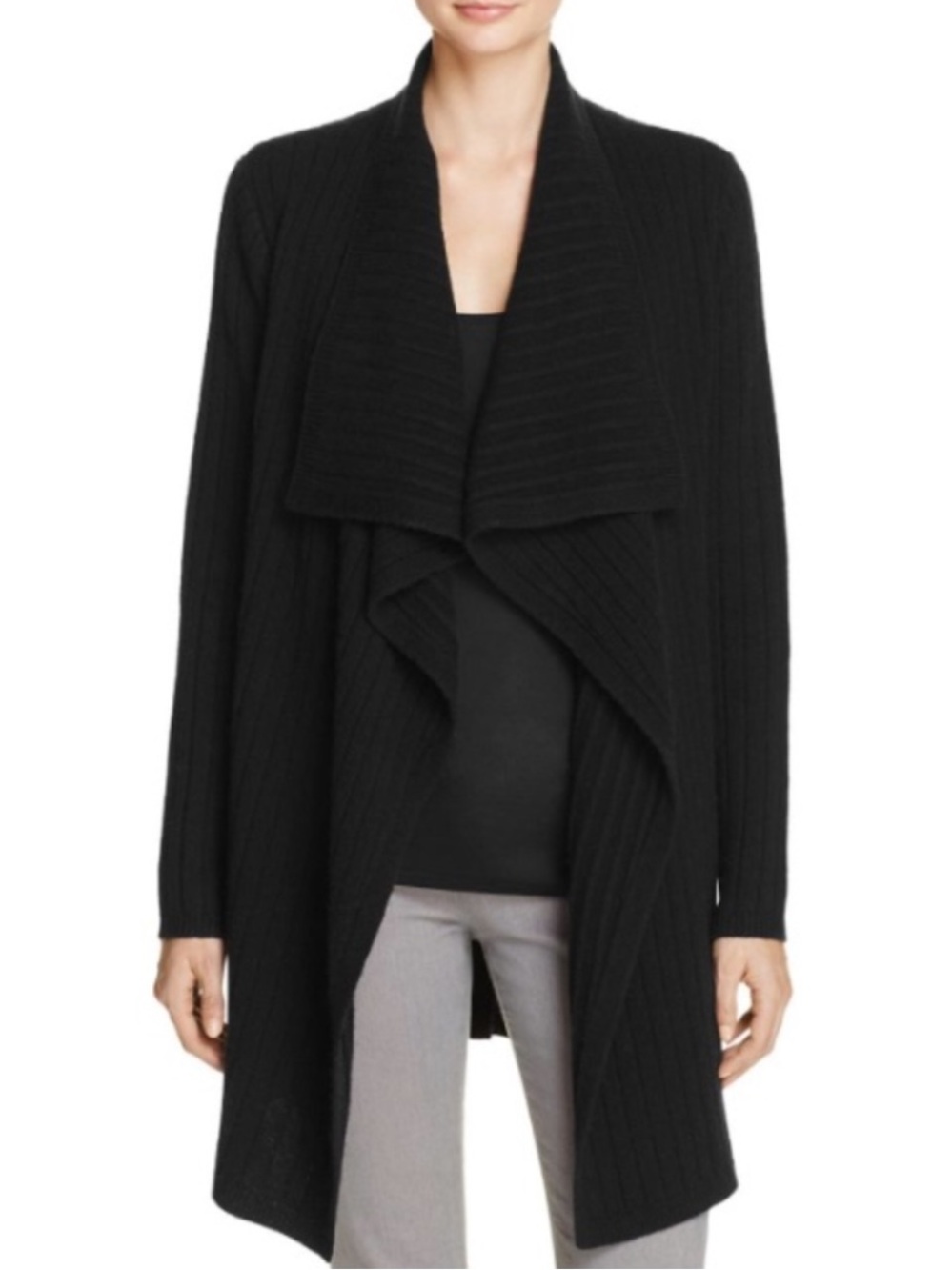 Theory Women's Trincy Evian Stretch Wool Blend Longline Open Cardigan SZ Medium